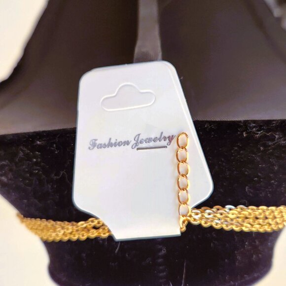 Layered Gold Plated Heart Long Necklace Medallion Pendant Blue stones Chain tree - Picture 7 of 15